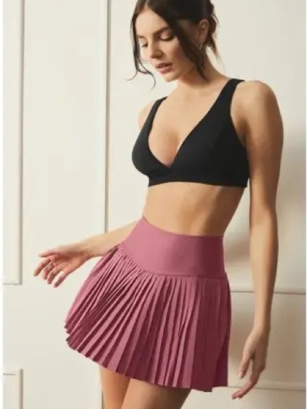 Pleated Mini Skirt in Dusty Rose